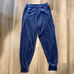 Offline by Aerie Women’s Size M Long Blue Velour Jogger Pants Zip Pockets